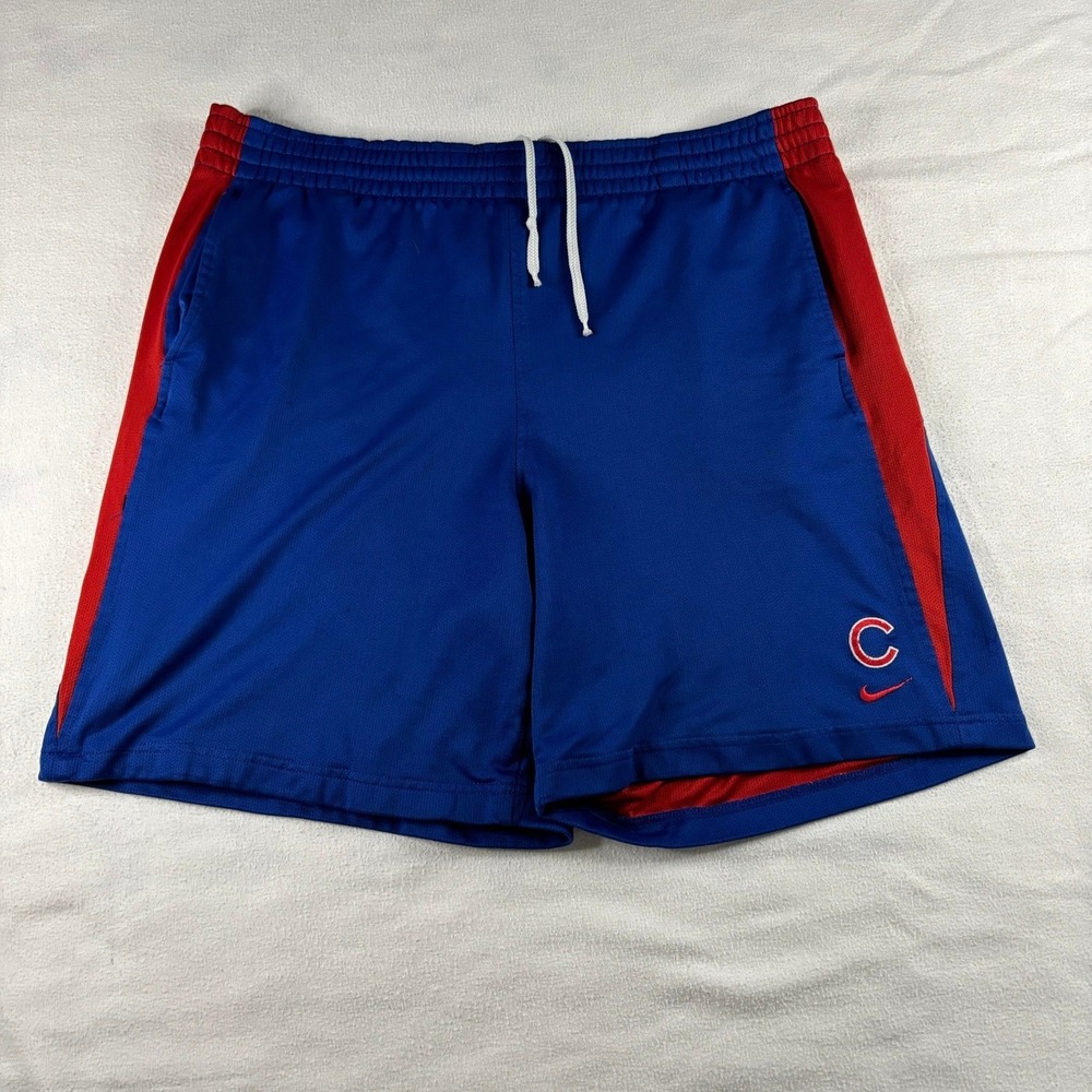 Nike MLB Chicago Cubs Shorts Mens Large Blue‎ Red Excellent Embroidered Logo